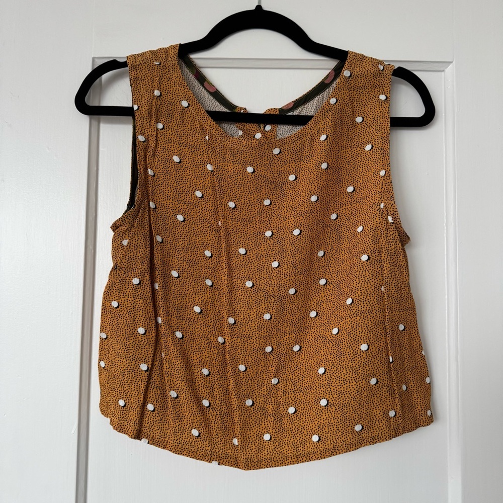 Polka Dot Sleeveless Top - Mustard